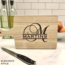 Load image into Gallery viewer, Centered "Martins" Split Monogram in Elegance Style on Small Board