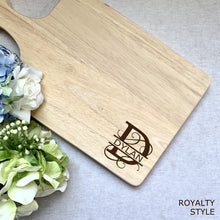 Load image into Gallery viewer, Cornered "Dylan" Split Monogram in Royalty Style on Small Board