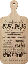 Load image into Gallery viewer, Grandparents House Rules Cutting Board All Text Shown