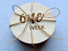 Load image into Gallery viewer, Laser Engraved Wooden Baby Month Milestones Set Photo Prop Bowtied