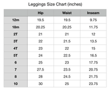 Load image into Gallery viewer, Handmade solid color leggings size chart