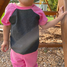 Load image into Gallery viewer, Handmade Solid Color Short Sleeve Raglan Style Shirt Medium Pink Color Example Front