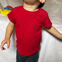 Load image into Gallery viewer, Handmade Solid Color Classic Style Short Sleeve T-Shirt Red Color Example Front