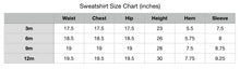 Load image into Gallery viewer, Baby elephant sweatshirt size chart