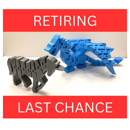 RETIRING Colorful 3D Printed Articulating Flexible Unicorn and Dragon