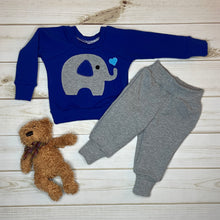 Load image into Gallery viewer, Baby elephant sweatshirt set example
