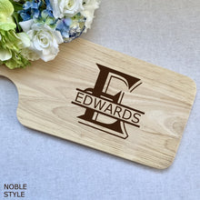 Load image into Gallery viewer, Centered &quot;Edwards&quot; Split Monogram in Noble Style on Large Board
