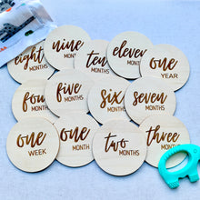 Load image into Gallery viewer, Laser Engraved Wooden Baby Month Milestones Set Photo Prop
