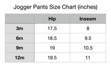 Load image into Gallery viewer, Baby elephant sweatpants size chart
