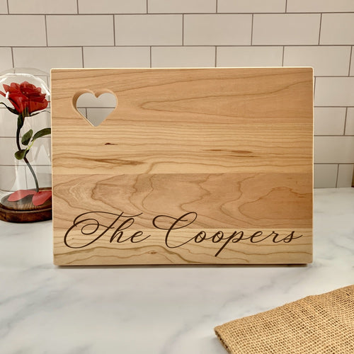 Cutting Board with Heart Cutout in Corner and 