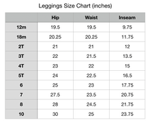 Load image into Gallery viewer, Handmade solid color leggings size chart
