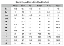 Load image into Gallery viewer, Color Blocked Long Sleeve Dolman Size Chart
